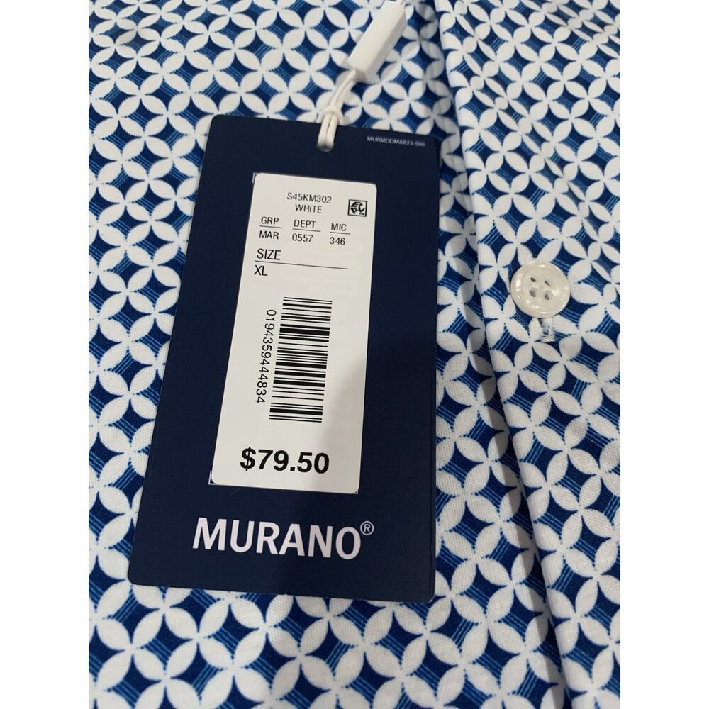 NWT Murano Liquid Luxury Mens Slim Fit Cotton Polo Blue White XL - Picture 6 of 9